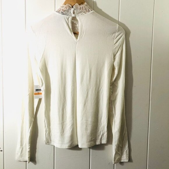 American Rag Womens Illusion Lace Mock Neck Top Small - Picture 4 of 6